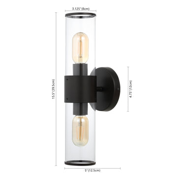 Quinn 15.5" Mid-Century Modern Iron/Acrylic LED Sconce - JONATHAN Y